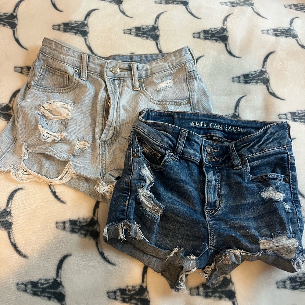 American Eagle Outfitters Blue and SHEIN Gray Jean Shorts
